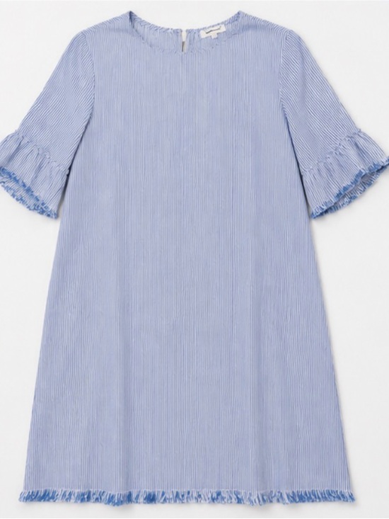 beachlunchlounge Dresses & Skirts - BeachLunchLounge Stripe Shift Dress S Coastal Nautical Resort Frayed Hem